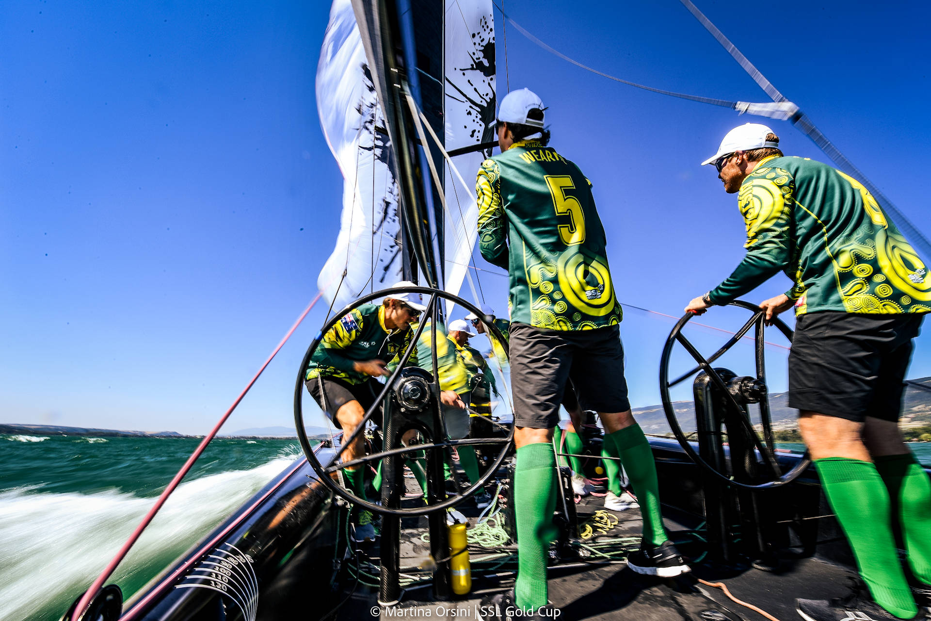 Matt Wearn alongside Tom Slingsby during SSL Team Australia training on Lake Neuchâtel in Switzerland (c) Martina Orsini