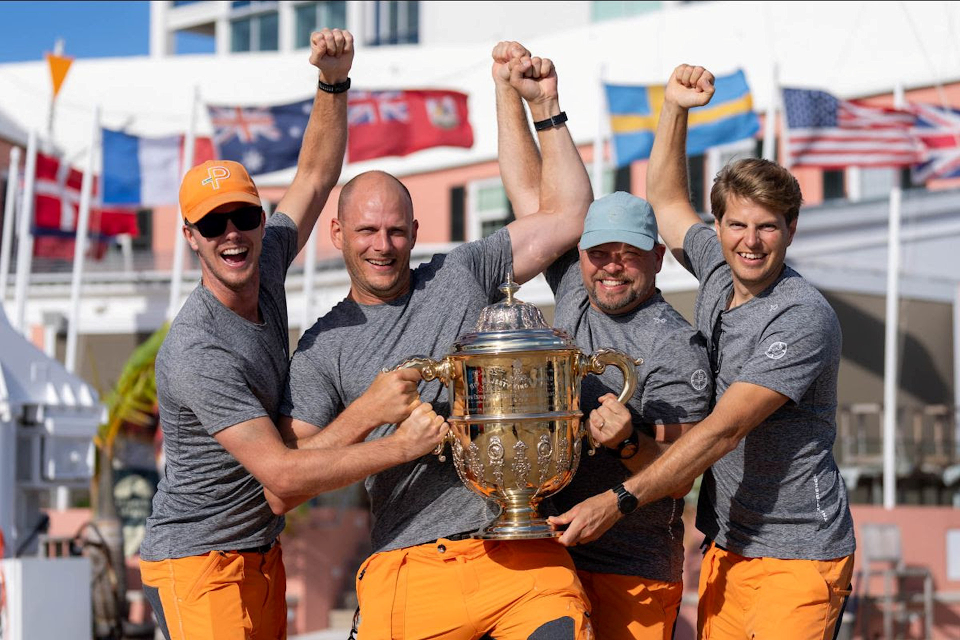 Swedish skipper Johnie Berntsson with Herman Andersson on tactics, Björn Lundgren on mainsail trim and Patrik Sturesson win the Bermuda Gold Cup (c) Ian Roman / WMRT